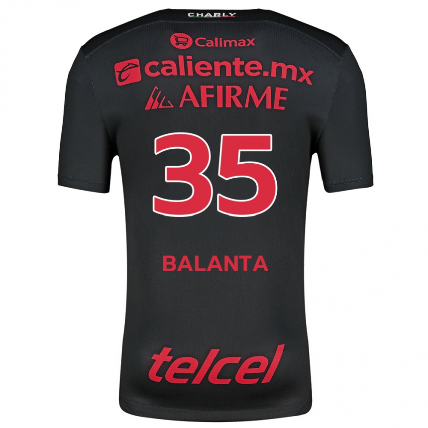 Niño Fútbol Camiseta Kevin Balanta #35 Negro Rojo 1ª Equipación 2024/25 México