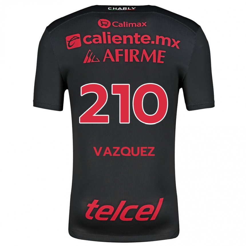 Niño Fútbol Camiseta Daniel Vázquez #210 Negro Rojo 1ª Equipación 2024/25 México