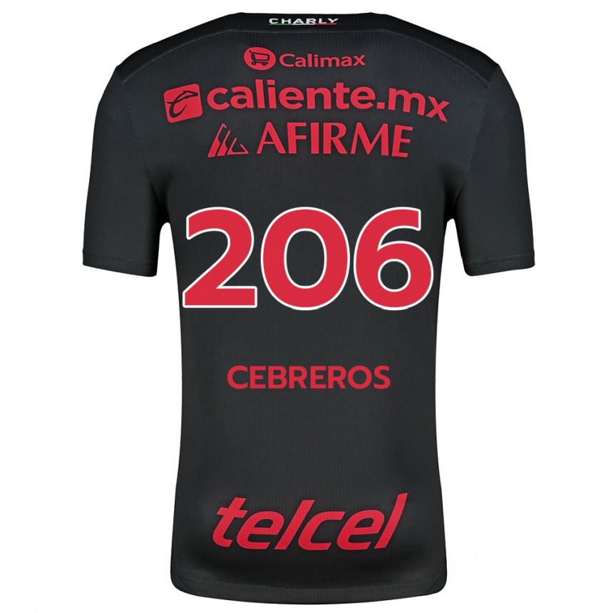 Niño Fútbol Camiseta Luis Cebreros #206 Negro Rojo 1ª Equipación 2024/25 México