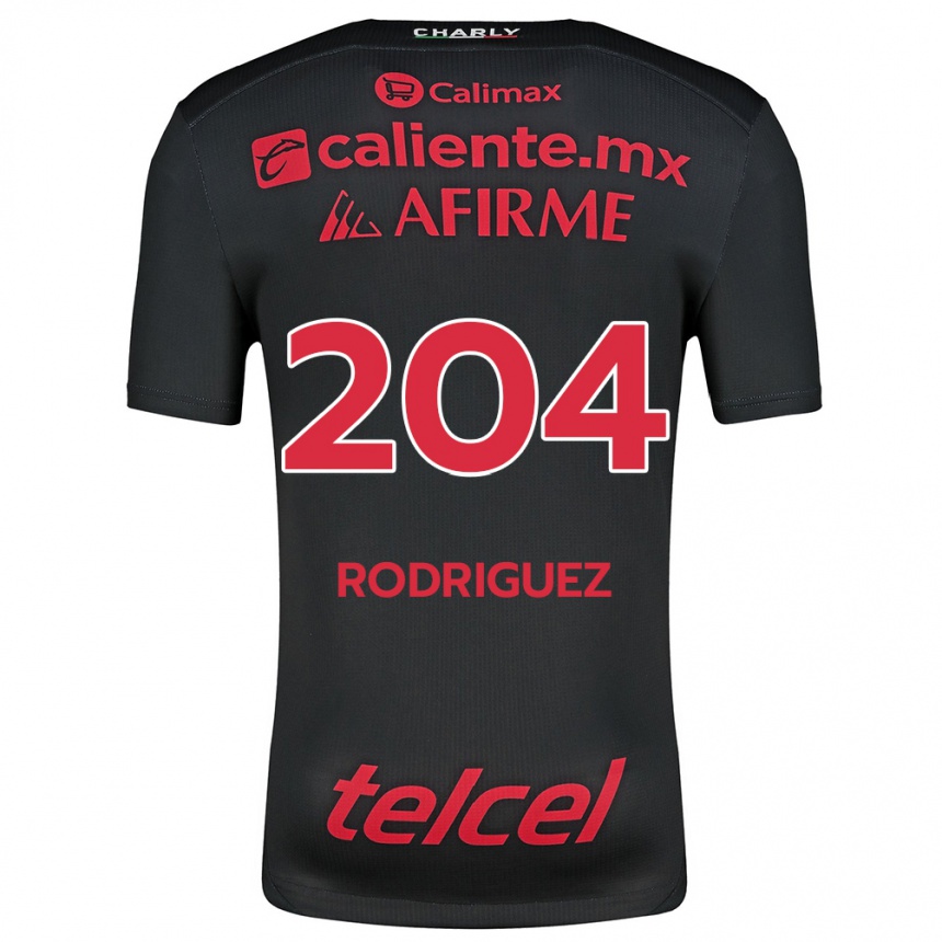 Niño Fútbol Camiseta Jesús Rodríguez #204 Negro Rojo 1ª Equipación 2024/25 México