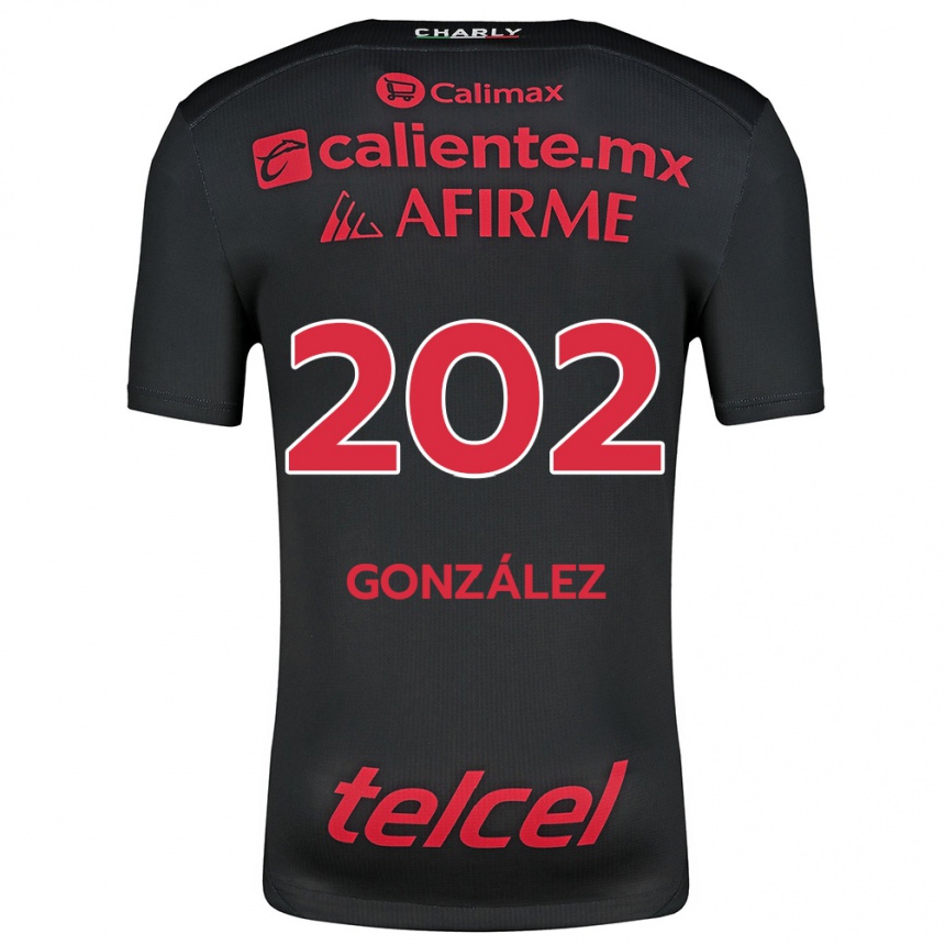 Niño Fútbol Camiseta Joban González #202 Negro Rojo 1ª Equipación 2024/25 México