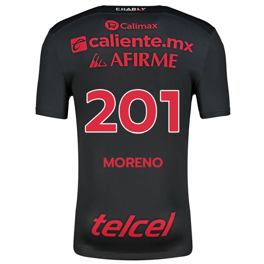 Niño Fútbol Camiseta Jesús Moreno #201 Negro Rojo 1ª Equipación 2024/25 México