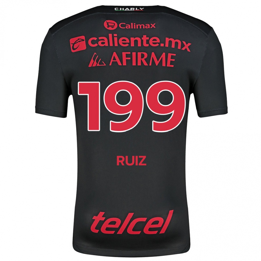 Niño Fútbol Camiseta Emilio Ruiz #199 Negro Rojo 1ª Equipación 2024/25 México