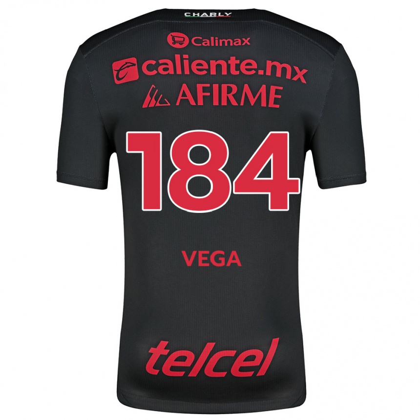 Niño Fútbol Camiseta Daniel Vega #184 Negro Rojo 1ª Equipación 2024/25 México