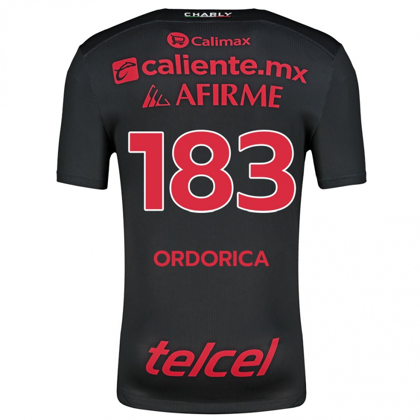 Niño Fútbol Camiseta Brandon Ordorica #183 Negro Rojo 1ª Equipación 2024/25 México