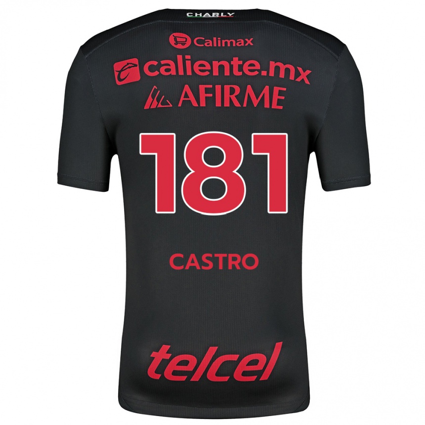 Niño Fútbol Camiseta José Castro #181 Negro Rojo 1ª Equipación 2024/25 México