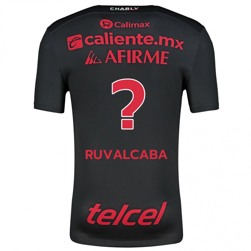 Niño Fútbol Camiseta Ignacio Ruvalcaba #0 Negro Rojo 1ª Equipación 2024/25 México