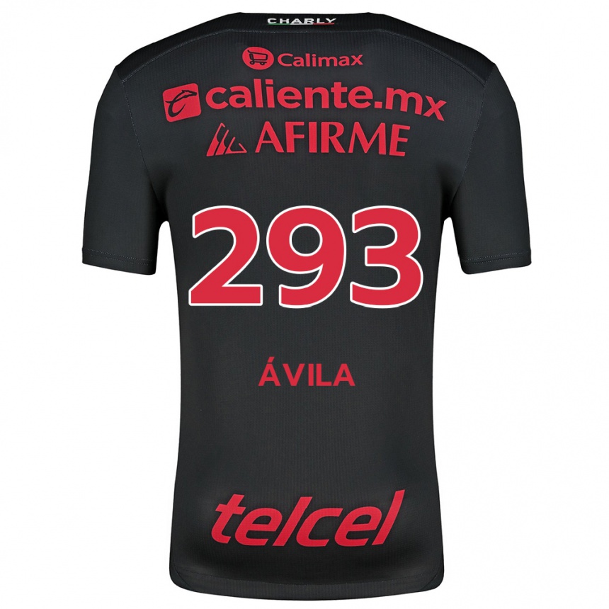 Niño Fútbol Camiseta Daniel Ávila #293 Negro Rojo 1ª Equipación 2024/25 México