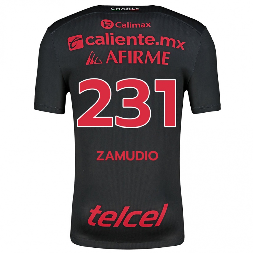 Niño Fútbol Camiseta Irwin Zamudio #231 Negro Rojo 1ª Equipación 2024/25 México