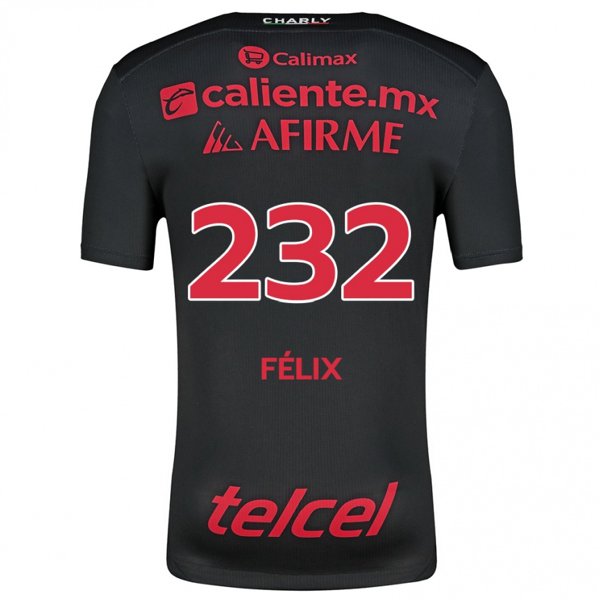 Niño Fútbol Camiseta Erick Félix #232 Negro Rojo 1ª Equipación 2024/25 México