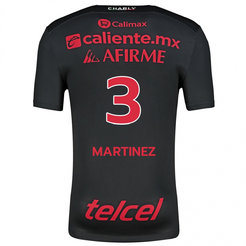 Niño Fútbol Camiseta Nathaly Martínez #3 Negro Rojo 1ª Equipación 2024/25 México