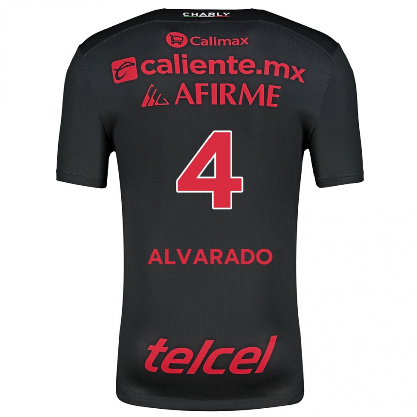 Niño Fútbol Camiseta Mónica Alvarado #4 Negro Rojo 1ª Equipación 2024/25 México