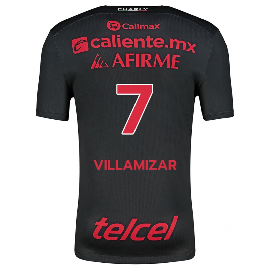 Niño Fútbol Camiseta Paola Villamizar #7 Negro Rojo 1ª Equipación 2024/25 México