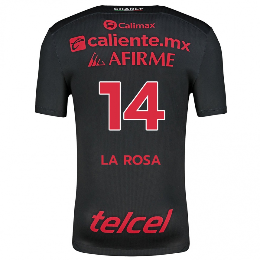 Niño Fútbol Camiseta Joselyn De La Rosa #14 Negro Rojo 1ª Equipación 2024/25 México