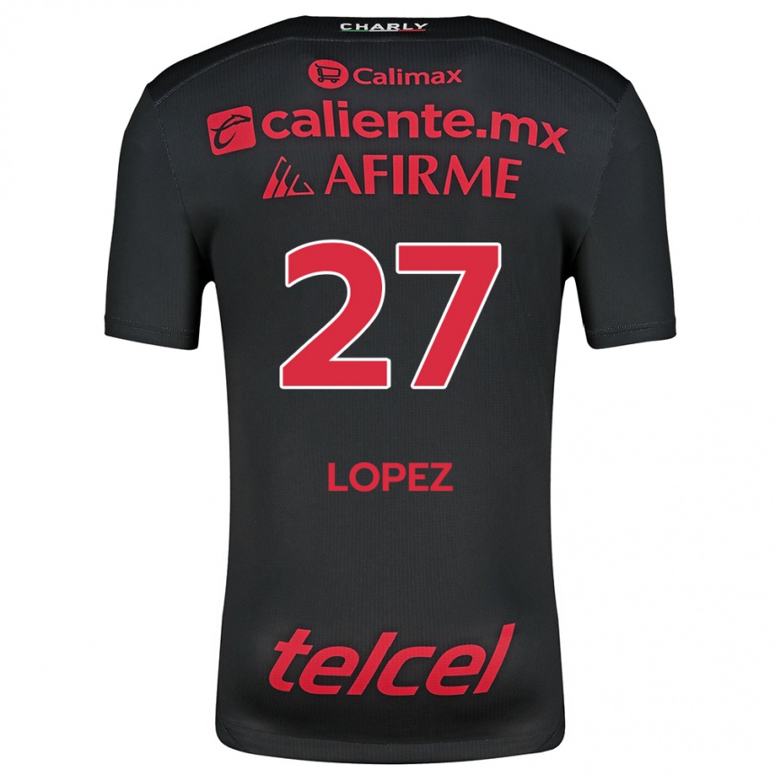 Niño Fútbol Camiseta Victoria López #27 Negro Rojo 1ª Equipación 2024/25 México