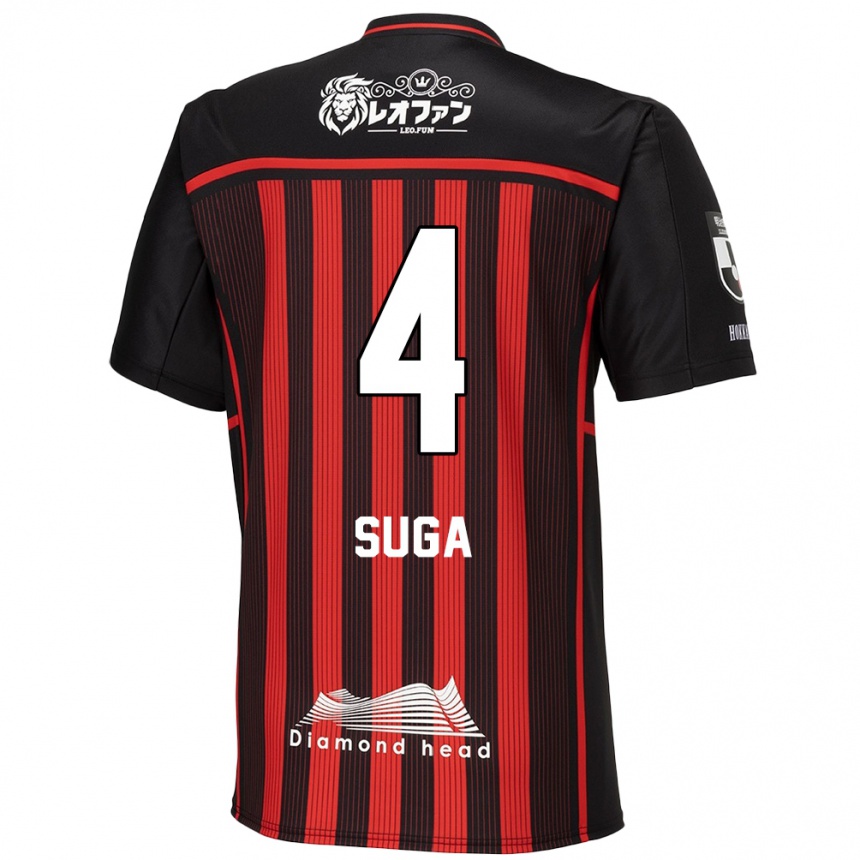 Niño Fútbol Camiseta Daiki Suga #4 Negro Rojo 1ª Equipación 2024/25 México