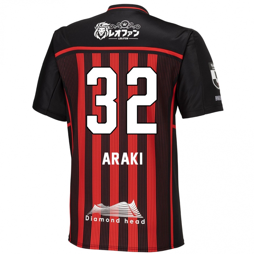 Niño Fútbol Camiseta Kento Araki #32 Negro Rojo 1ª Equipación 2024/25 México