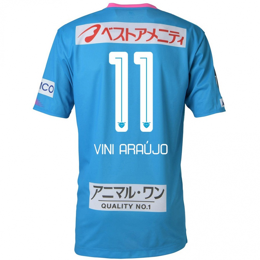 Niño Fútbol Camiseta Vinícius Araújo #11 Azul Rosado 1ª Equipación 2024/25 México