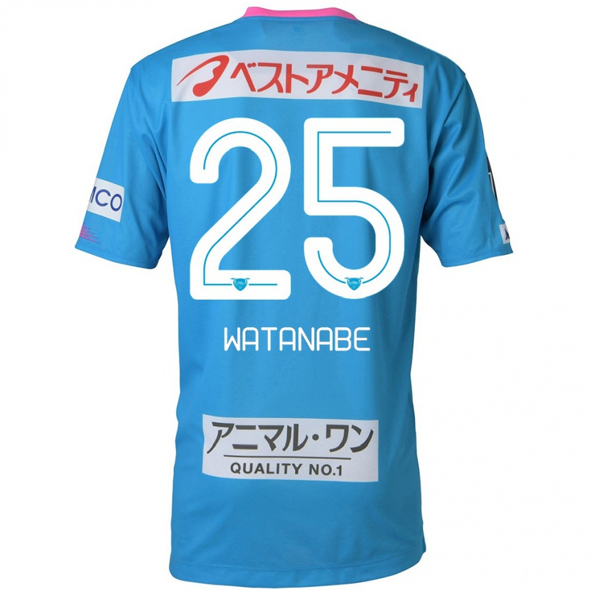 Niño Fútbol Camiseta Ryohei Watanabe #25 Azul Rosado 1ª Equipación 2024/25 México