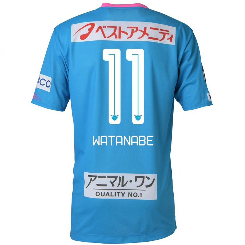 Niño Fútbol Camiseta Shion Watanabe #11 Azul Rosado 1ª Equipación 2024/25 México