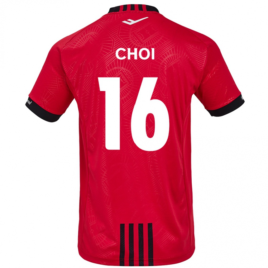 Niño Fútbol Camiseta Jun Choi #16 Negro Rojo 1ª Equipación 2024/25 México