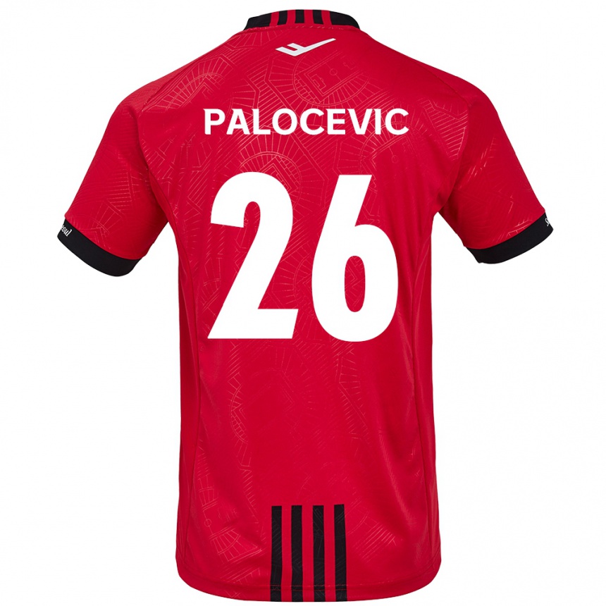 Niño Fútbol Camiseta Aleksandar Palocevic #26 Negro Rojo 1ª Equipación 2024/25 México