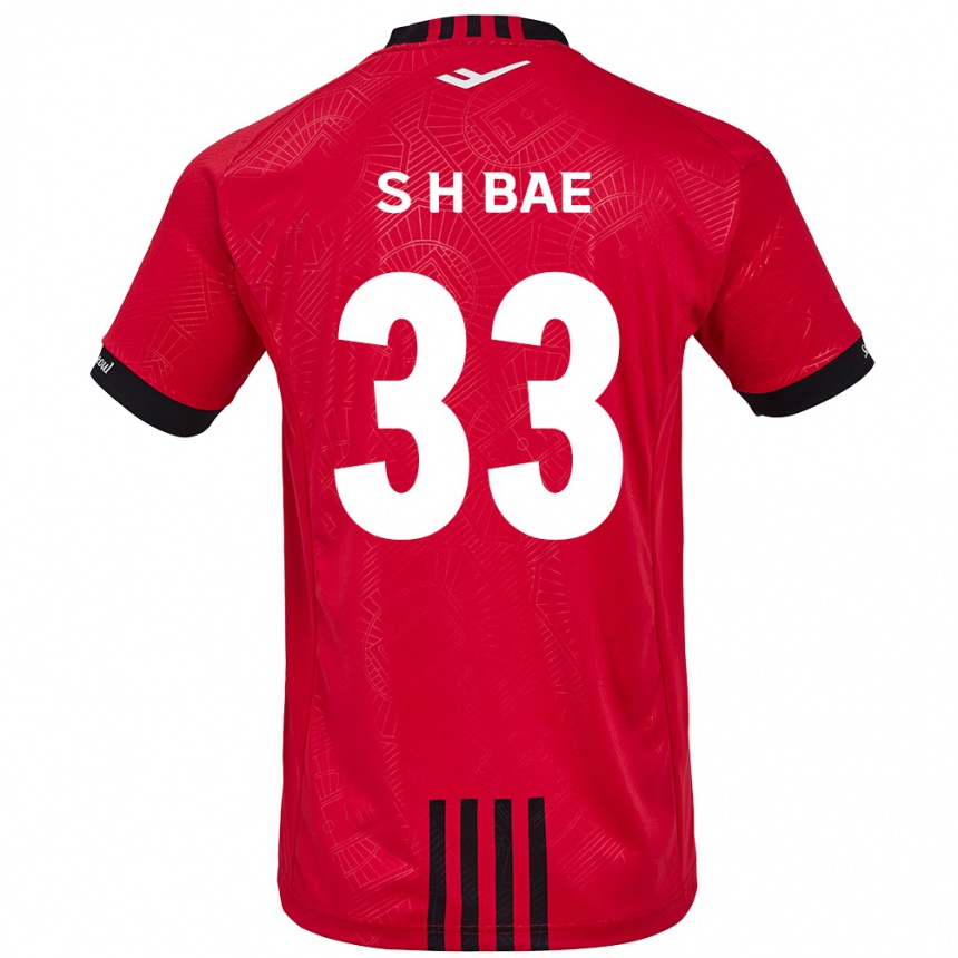 Niño Fútbol Camiseta Hyun-Seo Bae #33 Negro Rojo 1ª Equipación 2024/25 México