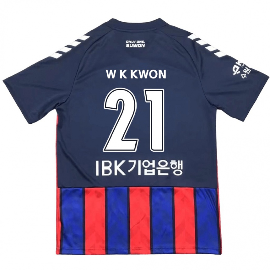 Niño Fútbol Camiseta Kyung-Won Kwon #21 Azul Rojo 1ª Equipación 2024/25 México