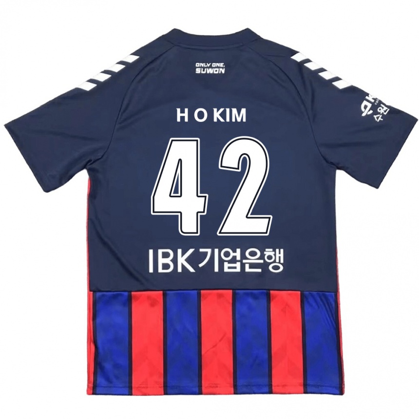 Niño Fútbol Camiseta One-Hyung Kim #42 Azul Rojo 1ª Equipación 2024/25 México