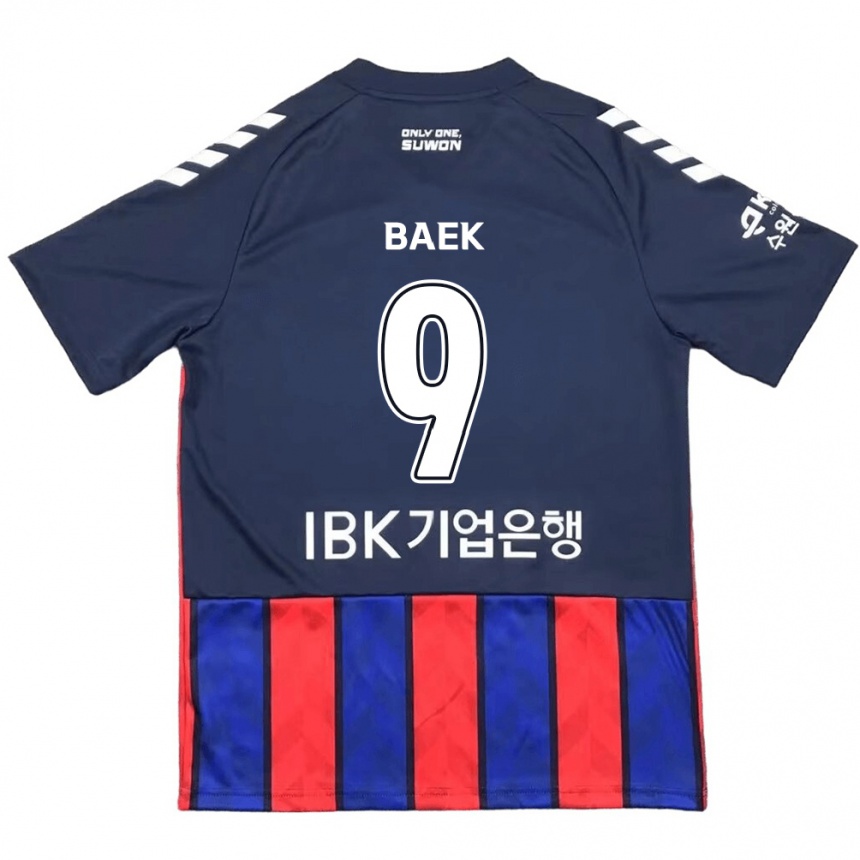 Niño Fútbol Camiseta Kyeong Baek #9 Azul Rojo 1ª Equipación 2024/25 México