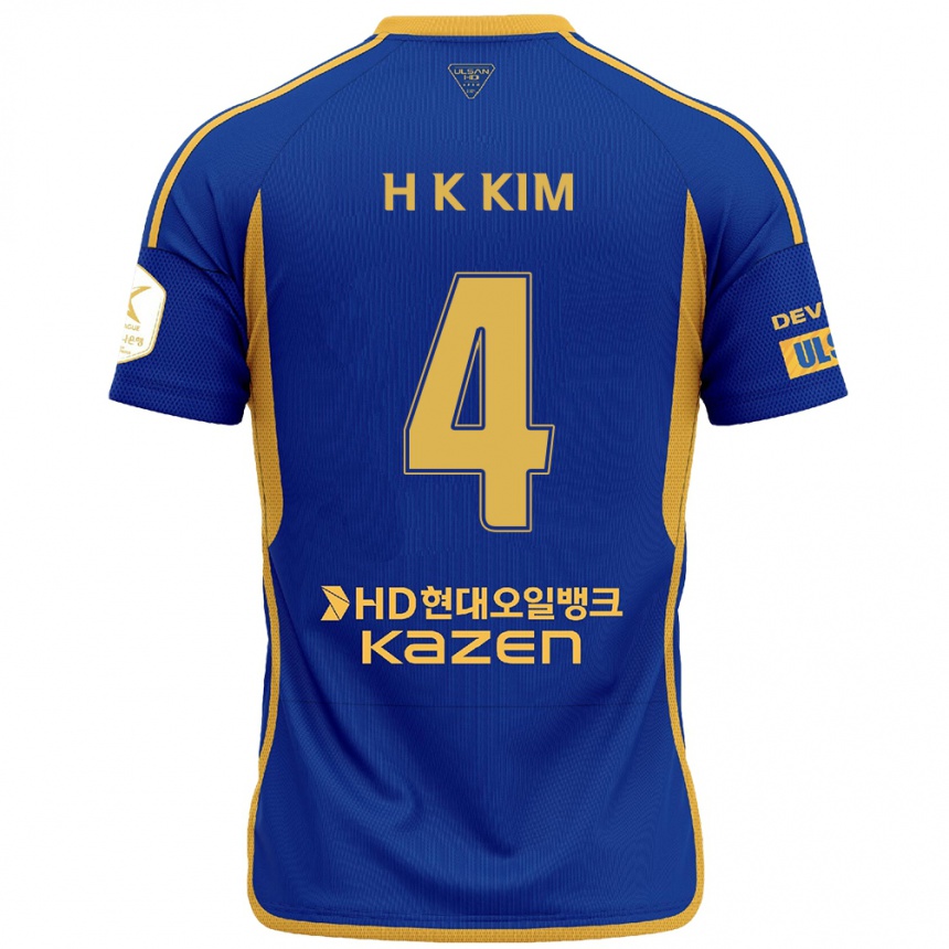 Niño Fútbol Camiseta Kee-Hee Kim #4 Azul Amarillo 1ª Equipación 2024/25 México