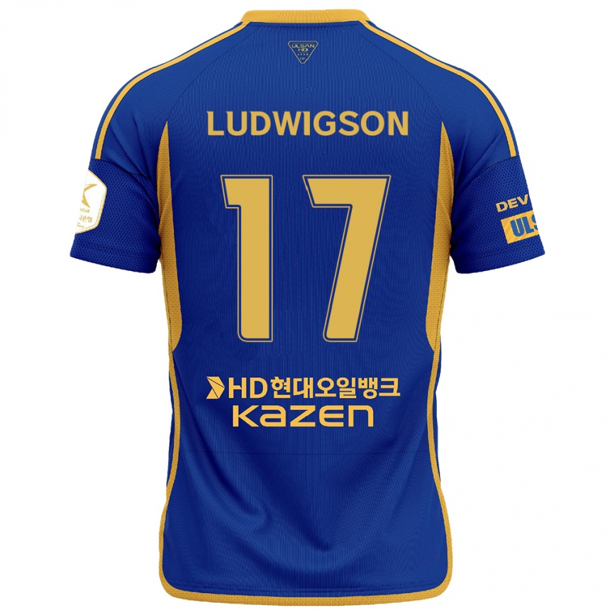 Niño Fútbol Camiseta Gustav Ludwigson #17 Azul Amarillo 1ª Equipación 2024/25 México