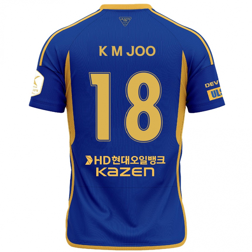 Niño Fútbol Camiseta Min-Kyu Joo #18 Azul Amarillo 1ª Equipación 2024/25 México