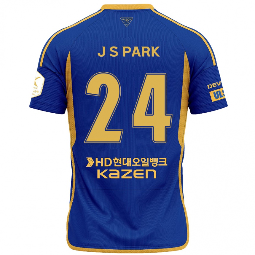 Niño Fútbol Camiseta Sang-Jun Park #24 Azul Amarillo 1ª Equipación 2024/25 México