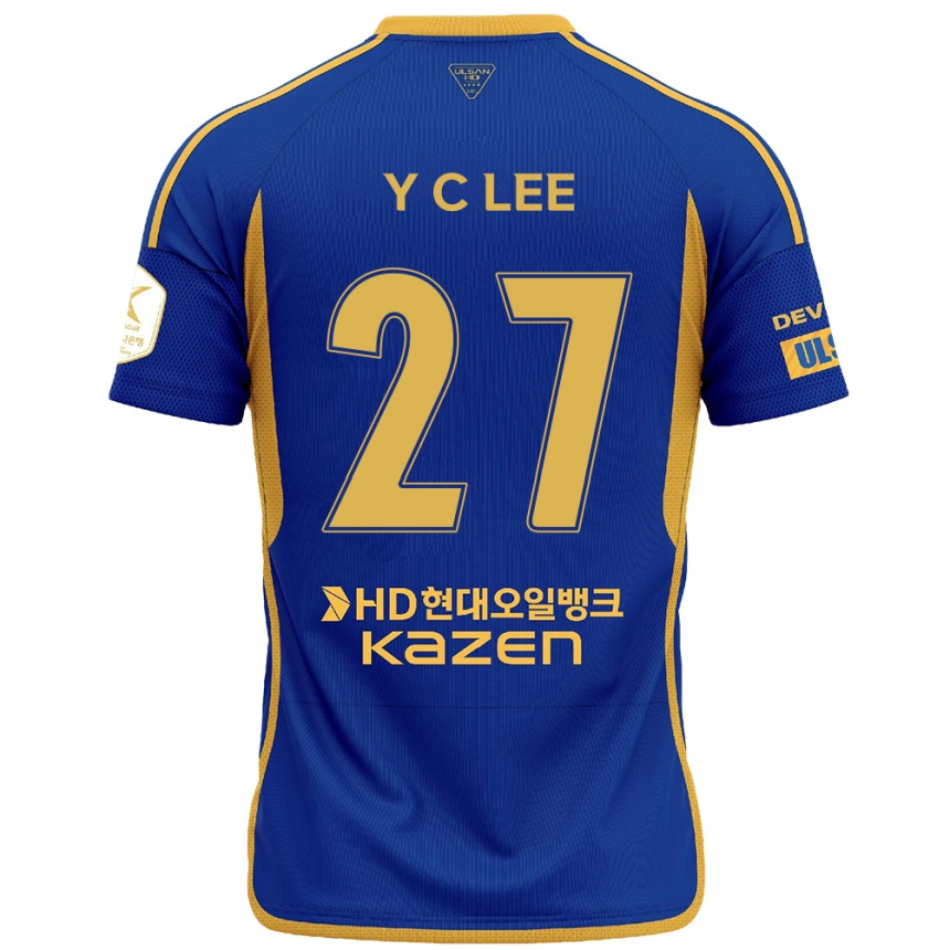 Niño Fútbol Camiseta Chung-Yong Lee #27 Azul Amarillo 1ª Equipación 2024/25 México