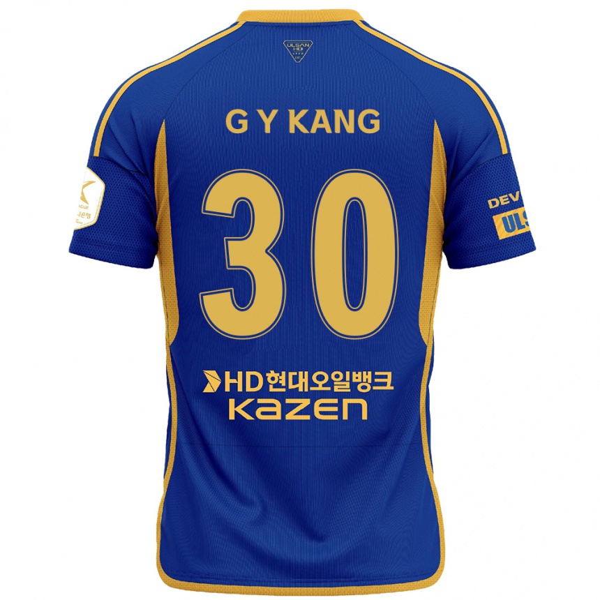 Niño Fútbol Camiseta Yun-Gu Kang #30 Azul Amarillo 1ª Equipación 2024/25 México