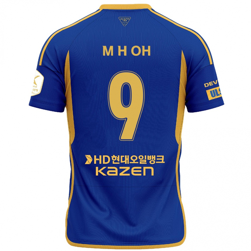 Niño Fútbol Camiseta Hyun-Min Oh #9 Azul Amarillo 1ª Equipación 2024/25 México