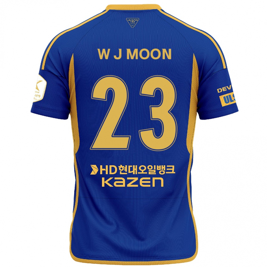 Niño Fútbol Camiseta Ji-Won Moon #23 Azul Amarillo 1ª Equipación 2024/25 México