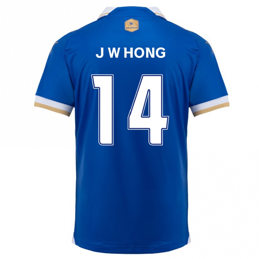 Niño Fútbol Camiseta Won-Jin Hong #14 Azul Blanco 1ª Equipación 2024/25 México