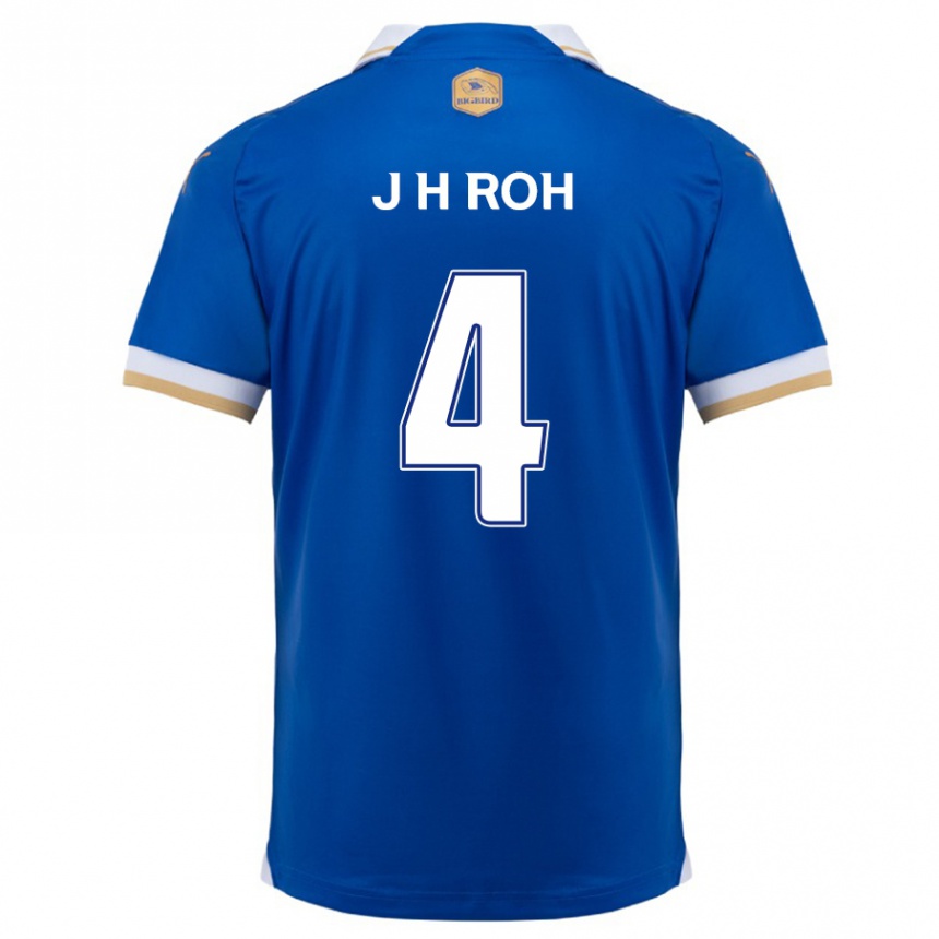 Niño Fútbol Camiseta Hyun-Jun Roh #4 Azul Blanco 1ª Equipación 2024/25 México