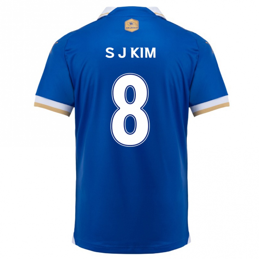 Niño Fútbol Camiseta Ji-Sung Kim #8 Azul Blanco 1ª Equipación 2024/25 México