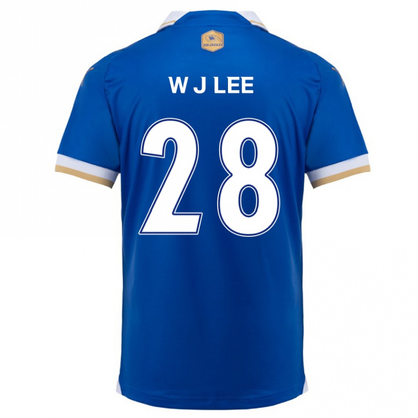 Niño Fútbol Camiseta Jun-Woo Lee #28 Azul Blanco 1ª Equipación 2024/25 México