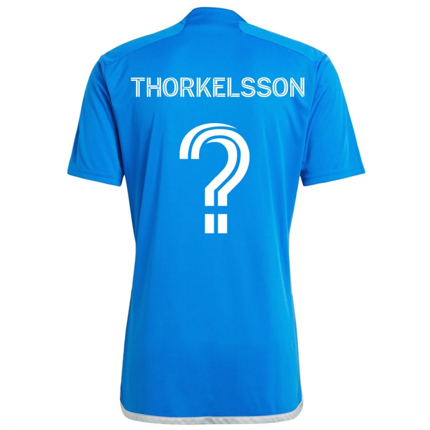 Niño Fútbol Camiseta Róbert Orri Thorkelsson #0 Azul Blanco 1ª Equipación 2024/25 México