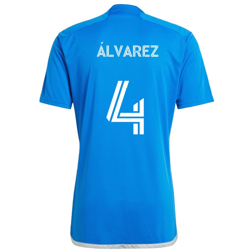 Niño Fútbol Camiseta Fernando Álvarez #4 Azul Blanco 1ª Equipación 2024/25 México