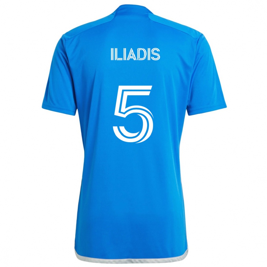 Niño Fútbol Camiseta Ilias Iliadis #5 Azul Blanco 1ª Equipación 2024/25 México