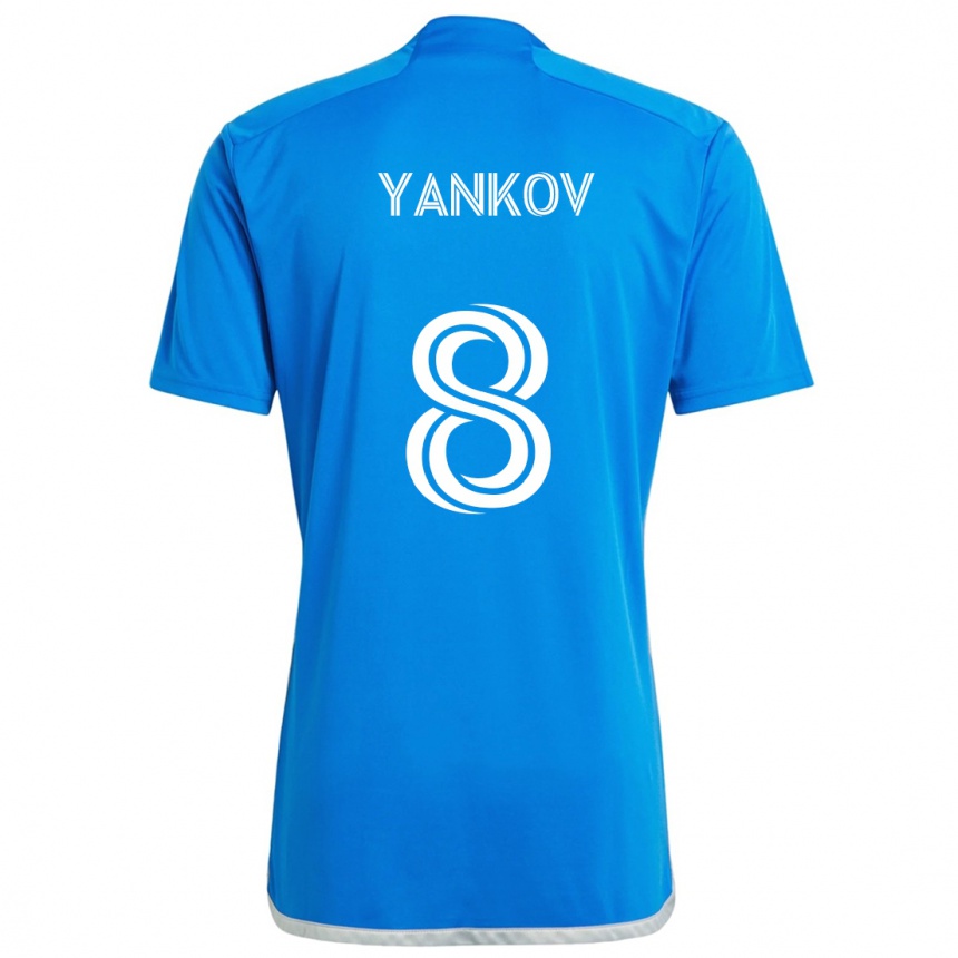 Niño Fútbol Camiseta Dominik Yankov #8 Azul Blanco 1ª Equipación 2024/25 México