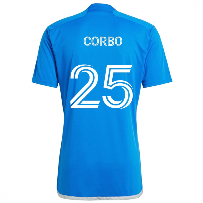 Niño Fútbol Camiseta Gabriele Corbo #25 Azul Blanco 1ª Equipación 2024/25 México