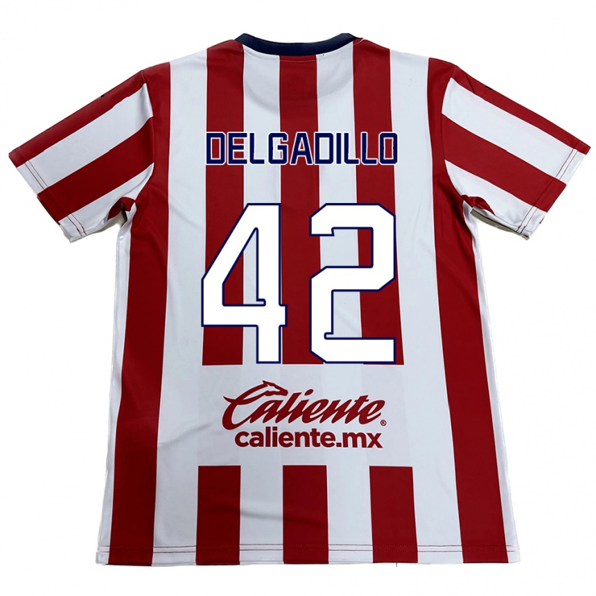 Niño Fútbol Camiseta Diego Delgadillo #42 Rojo Blanco 1ª Equipación 2024/25 México