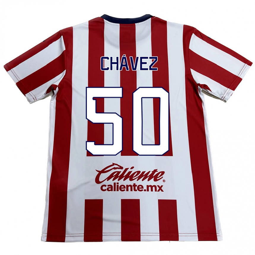 Niño Fútbol Camiseta Mateo Chávez #50 Rojo Blanco 1ª Equipación 2024/25 México