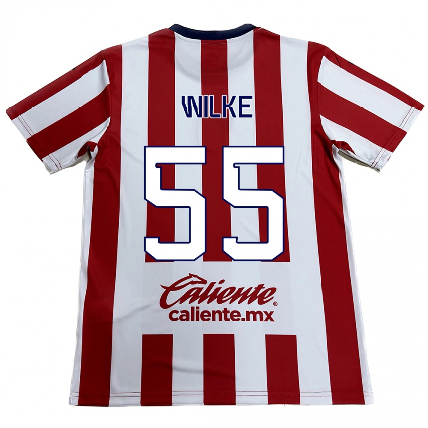 Niño Fútbol Camiseta Teun Wilke #55 Rojo Blanco 1ª Equipación 2024/25 México